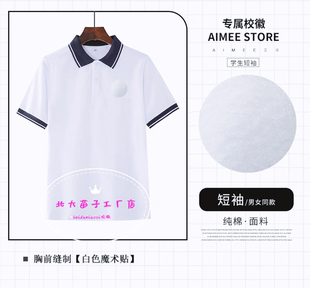 学生夏季校服短袖小学中学生高中班服翻领T恤纯棉上衣百搭POLO衫
