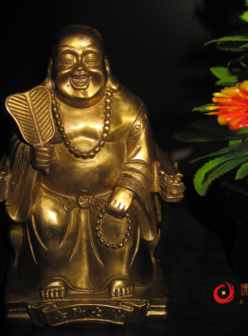 纯铜赤脚大仙桌面古典人物摆件