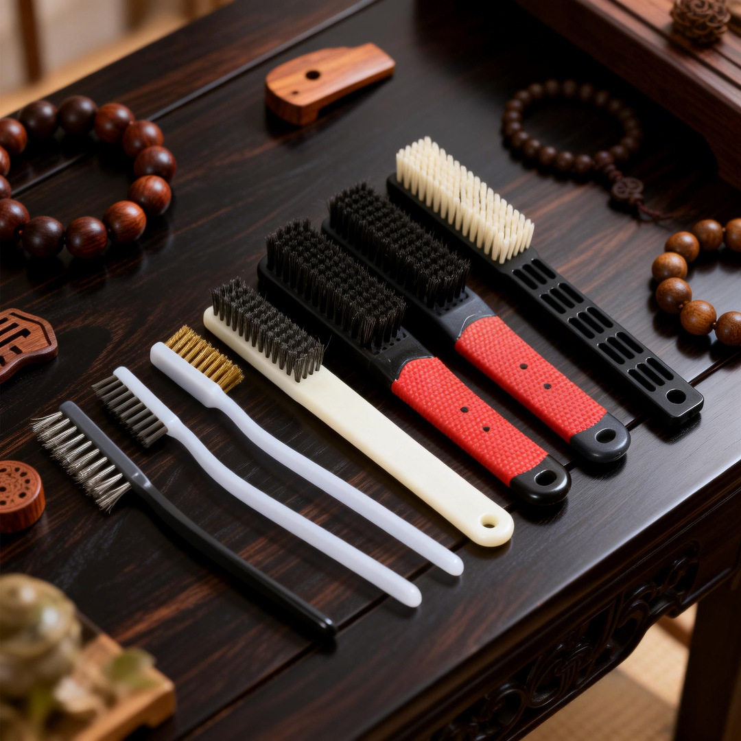 钢丝刷抛光清理除漆文玩核桃鞋刷子黑塑料柄加密硬软厂家直销