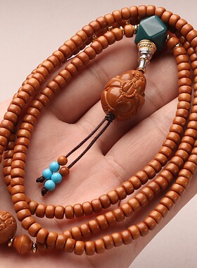 设计脖挂橄榄核壁直切桶珠非核尖极限弧多圈弥勒文玩手链佛珠念珠