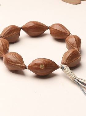 三花铁核天然原皮橄榄核抛光素串手串老料鲨鱼背去霜成品手持文玩