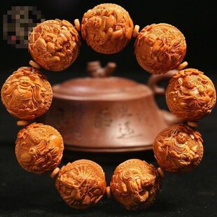 26大籽苏工大师级橄榄核手串双面无相万佛群仙高端核雕文玩手链男