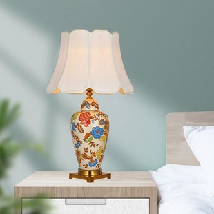 议 欧式 拍前询价美式 布罩陶瓷台灯家用客厅卧室台灯简P约现代中式