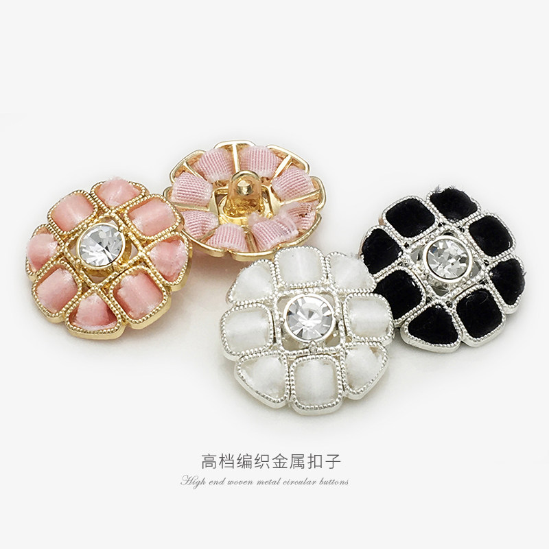 粉色镶钻手工编织金属格子图片