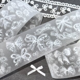 甜梨集 蕾丝蝴蝶节蓝雪花切膜贴纸手帐胶带百搭基础 循环分装