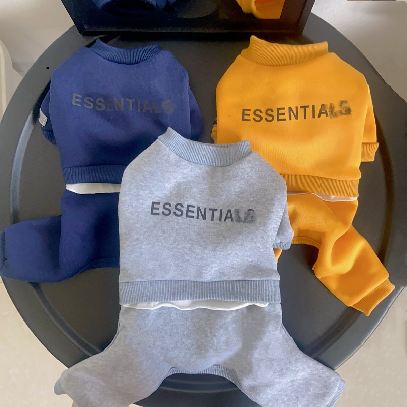 猫咪狗狗加绒卫衣字母反光四脚裤