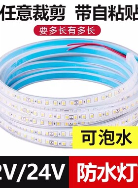 实心灌胶12V24V防水灯带自粘LED可水下泡水户外亮化低压专用灯条
