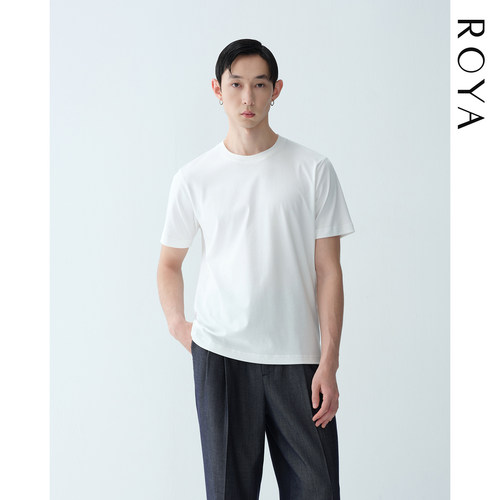 ROYA丨液氨长绒棉基础圆领短袖极静奢舒适通勤百搭凉感tee夏款男