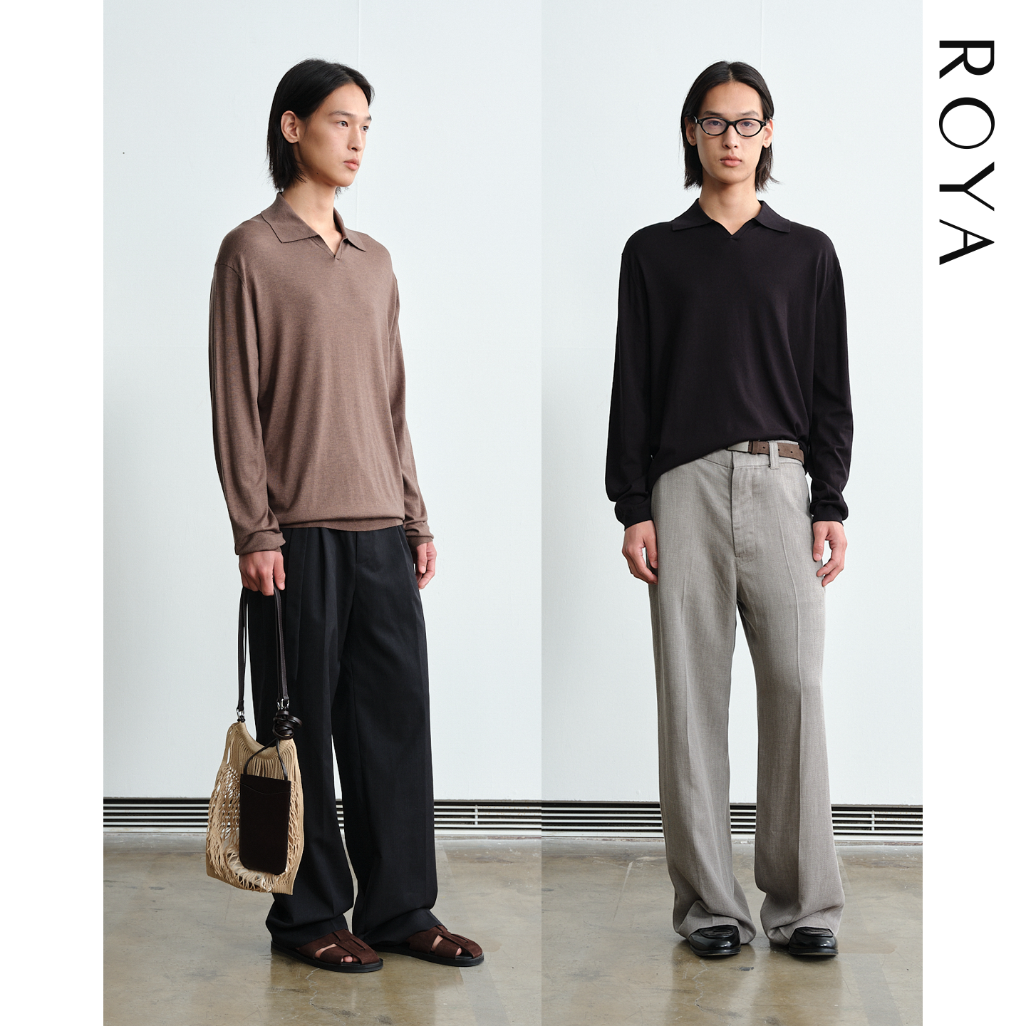 ROYA | 桑蚕丝羊毛混纺海鸥领POLO长袖薄毛衣长袖春款男