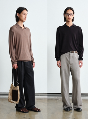 ROYA | 桑蚕丝羊毛混纺海鸥领POLO长袖薄毛衣长袖春款男