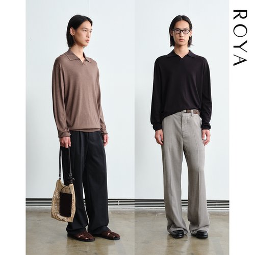 ROYA | 桑蚕丝羊毛混纺海鸥领POLO长袖薄毛衣长袖春款男