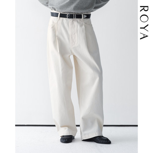 ROYA | 美国进口CONE康龙面料13OZ复古四口袋廓形白色休闲牛仔裤