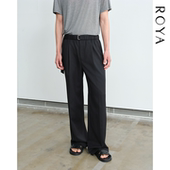 可调节半松紧腰休闲松弛感春款 ROYA 100%澳洲进口羊毛双褶西裤