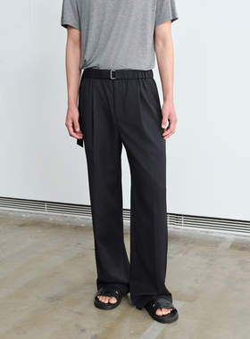 ROYA | 100%澳洲进口羊毛双褶西裤可调节半松紧腰休闲松弛感春款