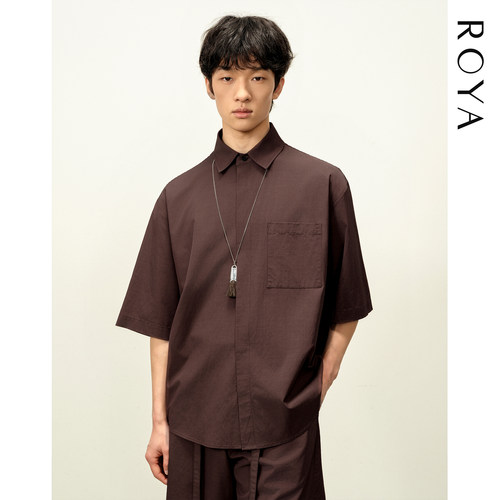 ROYA丨暗门襟桑蚕丝短袖口袋衬衫