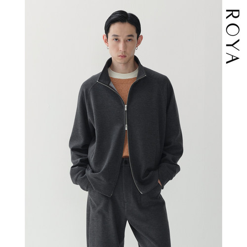 ROYA | 澳洲羊毛混纺插肩立领针织外套