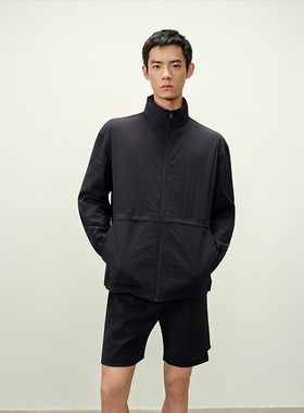 ROYA丨高密微皱肌理感轻量夹克冲锋衣套装可收纳兜帽简约机能