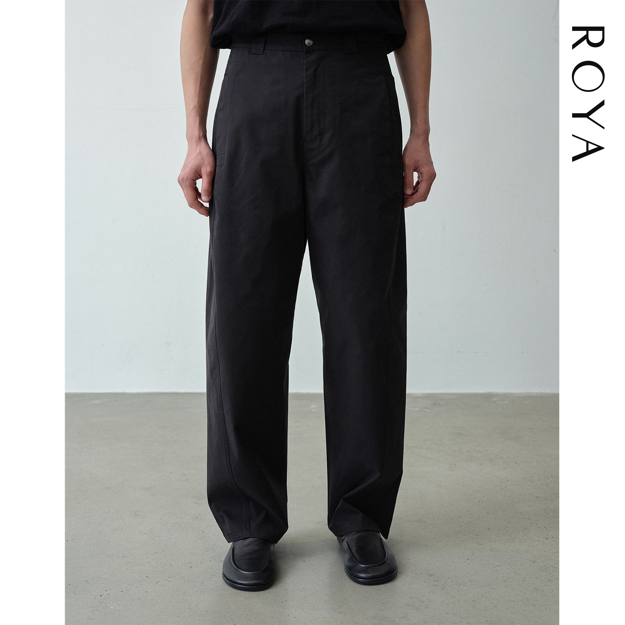 ROYA丨新款弯刀扭缝休闲裤黑白