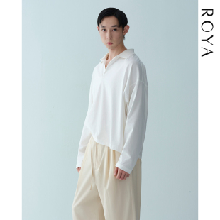 暗扣POLO衫 ROYA 40支细腻新疆长绒棉宽松落肩长袖