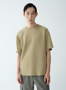 ROYA丨兰精莫代尔羊毛空气层圆领短袖蓬松量感造型轮廓极简约印花