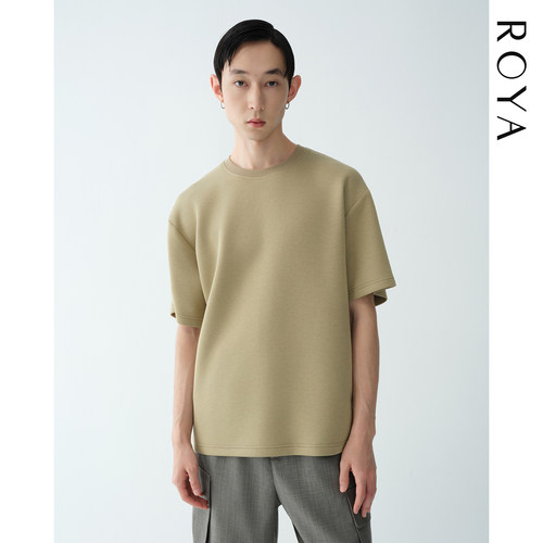 ROYA丨兰精莫代尔羊毛空气层圆领短袖蓬松量感造型轮廓极简约印花