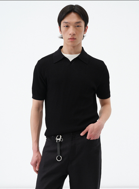 ROYA | 桑蚕丝棉混纺针织POLO短袖坑条结构合身剪裁海鸥领男夏款