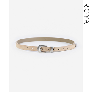 ROYA | 卡其色麂皮窄版牛反绒腰带 夏季新品20mm订制合金百搭