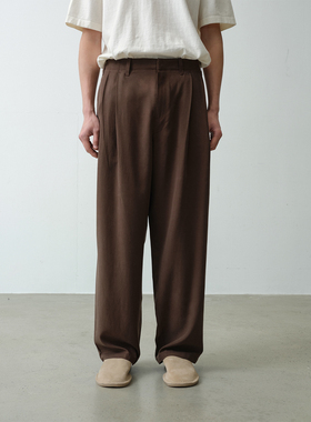 ROYA丨天丝亚麻双褶休闲长裤双褶设计垂坠感通勤舒适透气抗皱