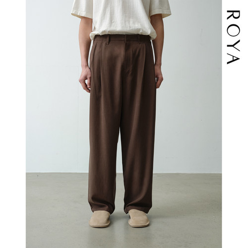 ROYA丨天丝亚麻双褶宽松休闲西裤
