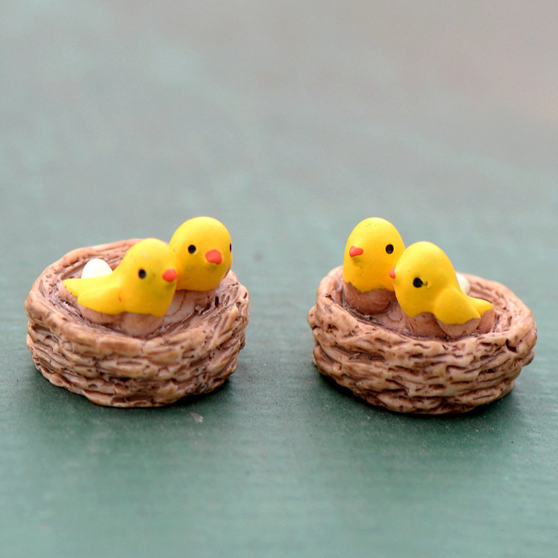 微景观小鸟摆件可爱树脂黄鹂鸟手工彩绘卡通小动物装饰多肉装饰品