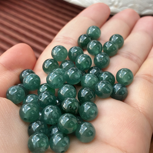 天然A货蓝水翡翠手链散珠子diy串珠冰种玉珠转运珠手串配件