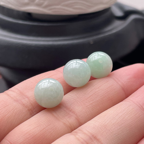 10mm翡翠散珠a货浅绿转运玉珠子diy饰品女男士手链珠项链圆珠批发