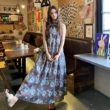 2025夏季新款时尚气质显瘦碎花连衣裙女设计感小众收腰显瘦长裙子，女装连衣裙，2D037