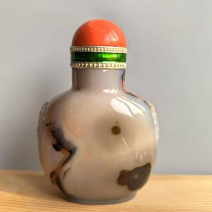 巴西玛瑙鼻烟壶玛瑙手工制作无裂无瑕疵做工精致收藏