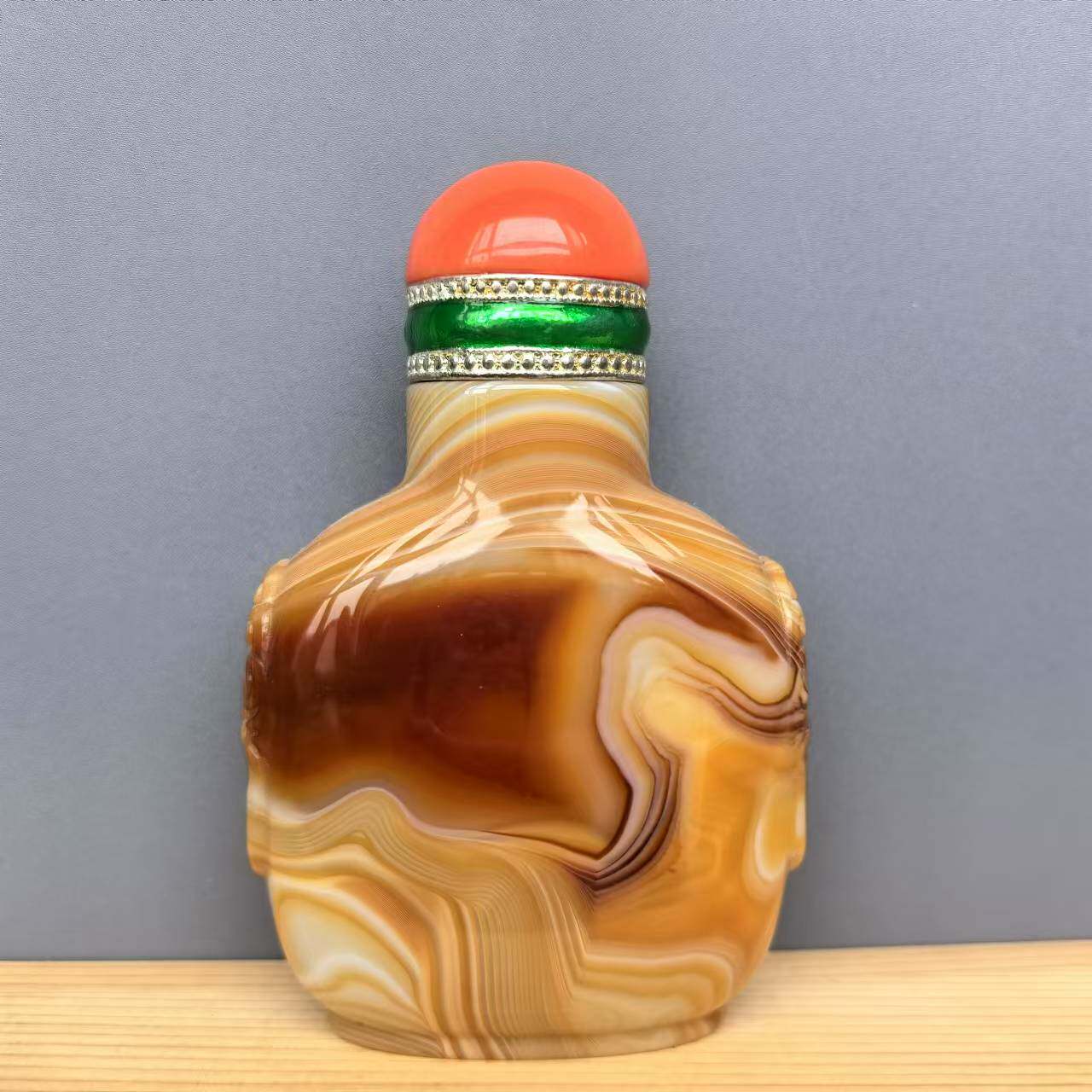 缠丝玛瑙鼻烟壶精品无瑕疵手工制作蒙古族回礼民族用品手把件摆件