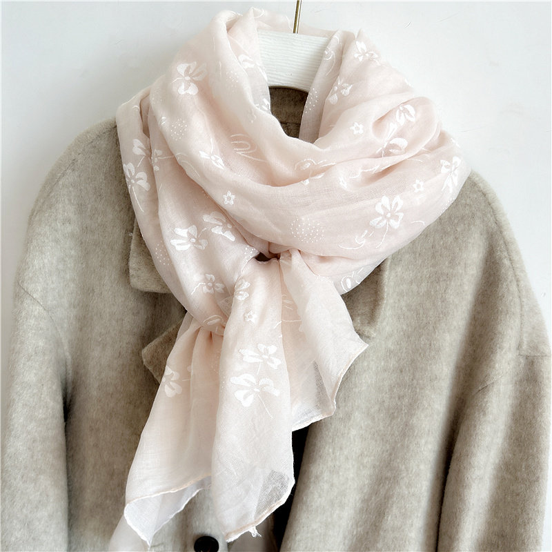 百搭棉麻围巾女韩系氛围感春秋薄款丝巾文艺长款披肩两用冬季围脖