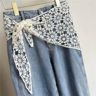 法式蕾丝腰巾腰带女配裙子牛仔裤屁帘三角巾高级感叠穿韩国要封
