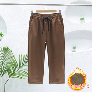 【柳烟浓】100%桑蚕丝重缎男装加绒裤子男士休闲直筒宽松冬加厚