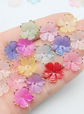 新品19mm渐变果冻烫金樱花花瓣DIY手工花束古风发簪饰品配件材料