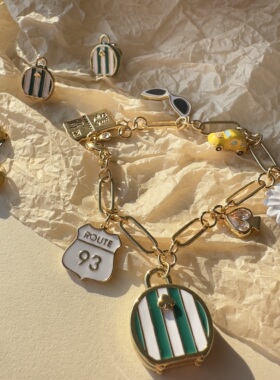 外贸单 高品质小众ins风新款小雏菊小汽车项链 手链套装