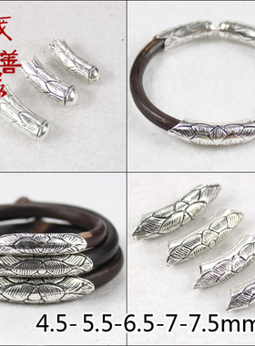西藏鸡血藤手镯莲花银头孔径弯管