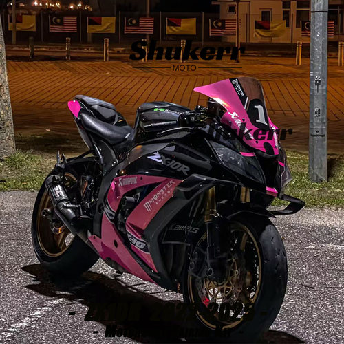 适用于川崎 大牛 ZX-10R RR 22-24年 全车外壳 黑粉色 版画定制