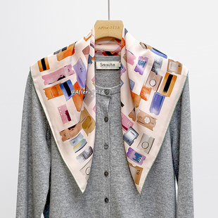 After 小香风夏日防晒真丝双绉丝巾100桑蚕丝中方巾 邮票收藏家