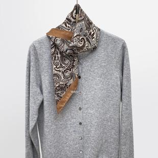 桑蚕丝真丝羊毛棕色丝毛围巾小披肩 复古老钱风 After 0118丝巾