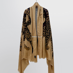 款 双面印花100绵羊毛大尺寸时尚 围巾丝巾披肩女 金钱豹 After