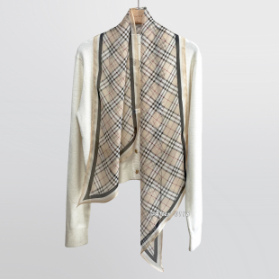 轻薄夏日100桑蚕丝围巾丝巾长条巾女 格纹方块 After 雪纺长巾