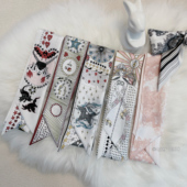 原创twill塔罗牌 桑蚕丝真丝绑包包手柄丝巾小飘带长条丝带发带