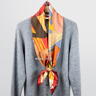 After 纷繁鞍具 艺术高级经典100桑蚕丝真丝斜纹绸中方巾披肩围巾