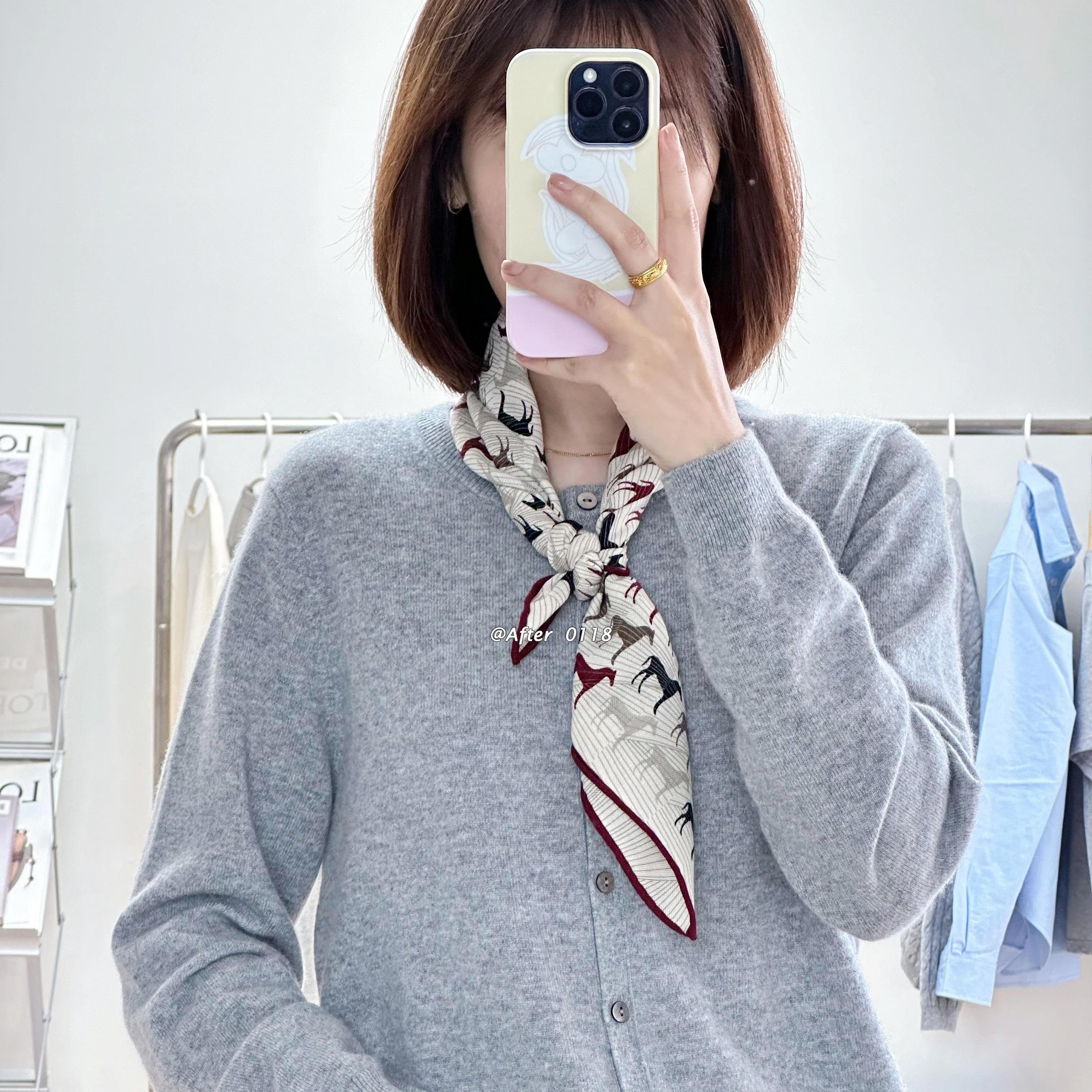 After【万马奔腾】双面同色简约大气真丝桑蚕丝羊毛丝巾围巾方巾