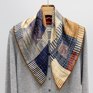 通勤双色老钱风桑蚕丝真丝羊毛中方巾围巾 时尚 After 几何山茶